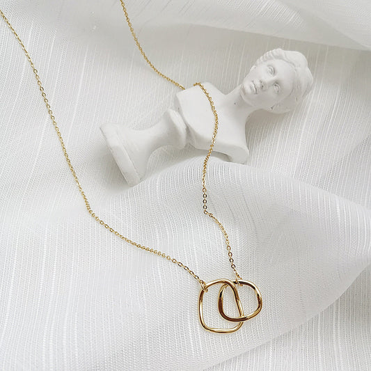 WHITE LEAF 18kt Plated Gold Twin Hoop Necklace