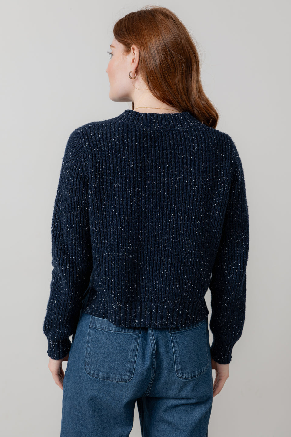 Lily & Me June Fleck Knit Rib Cardigan Navy