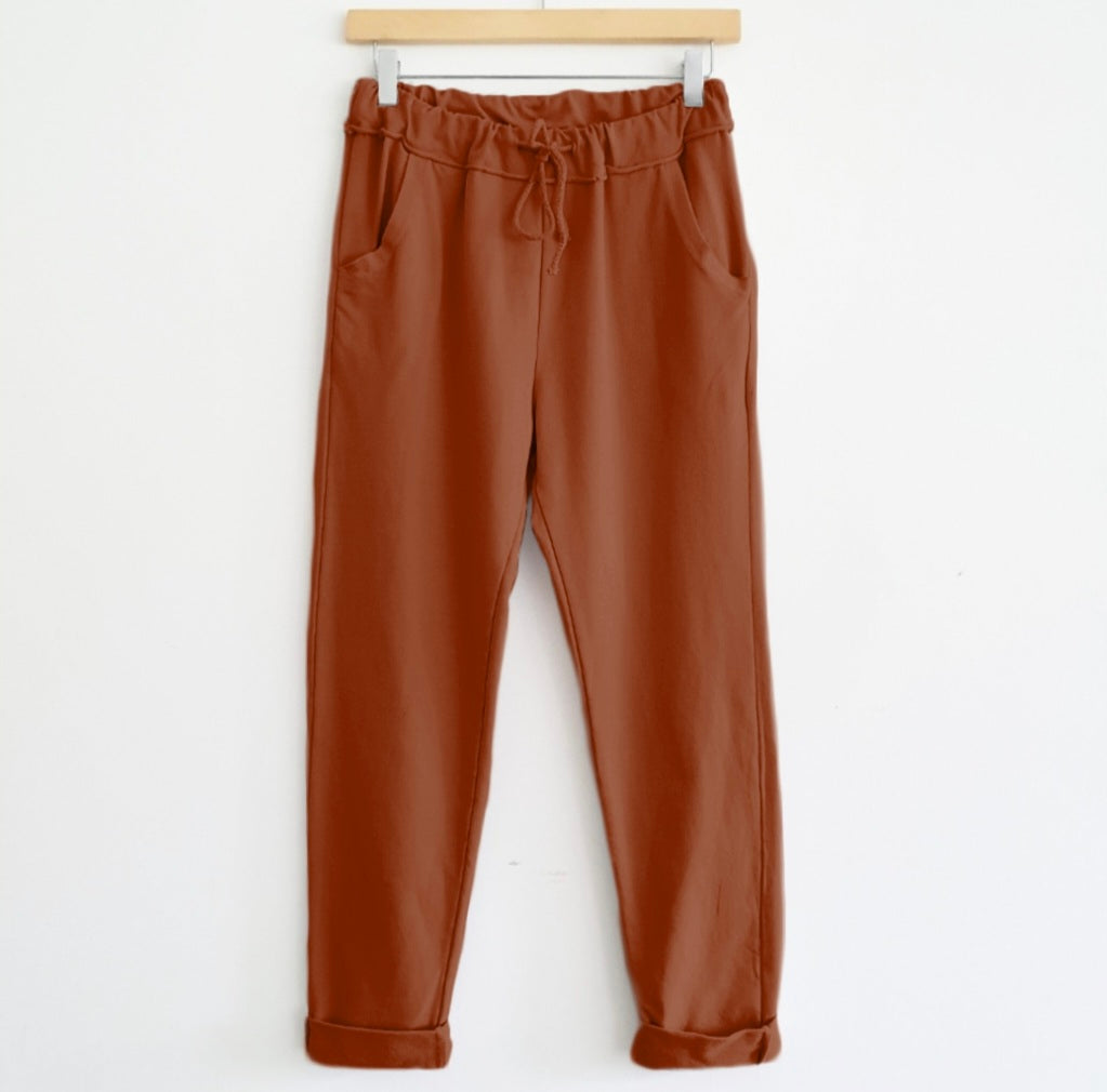 Cotton Lounge Pants in Rust