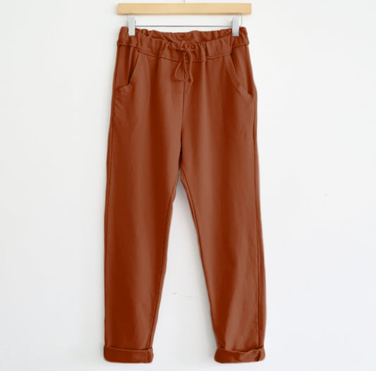 Cotton Lounge Pants in Rust