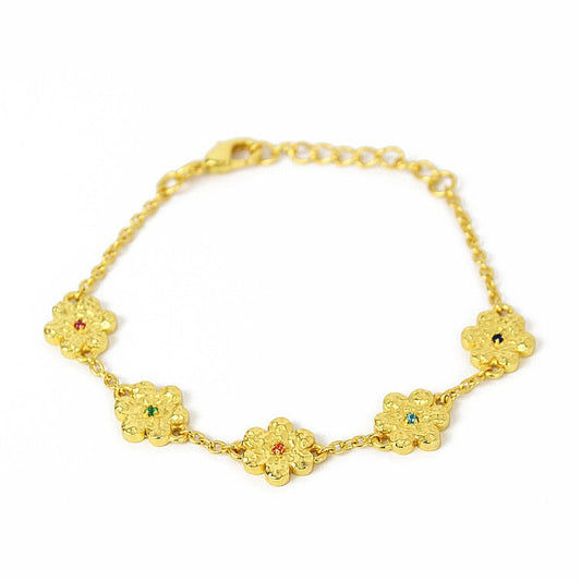 My Doris Gold Hammered Flower Bracelet