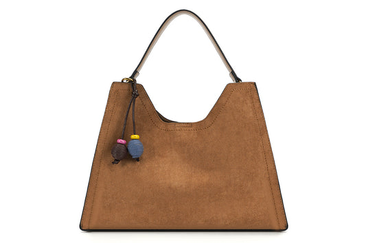 Faux Suede Rue Bag in Taupe