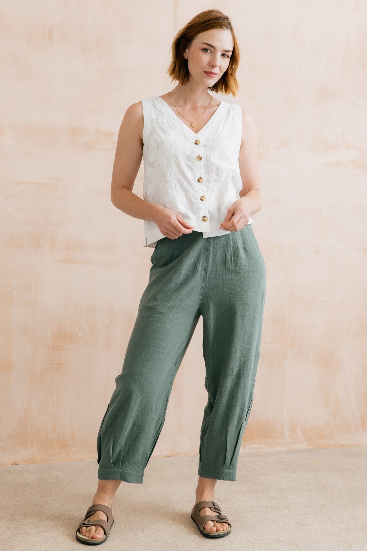 Lily & Me Sail Linen Trousers in Laurel