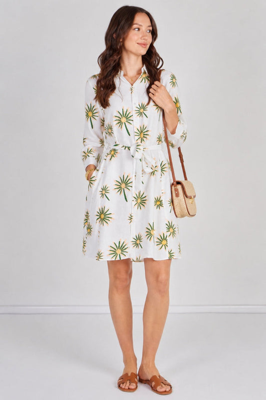 Palm Trees Mini Shirt Dress