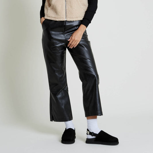 Native Youth Faux Leather Kick Flare Trousers