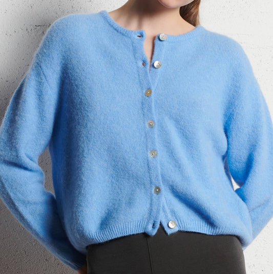 Mohair Long Sleeve Cardi in Sky