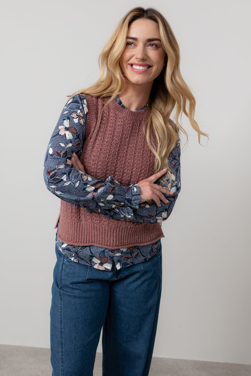 Lily & Me Eva Fleck Knit Tank in Antique Rose