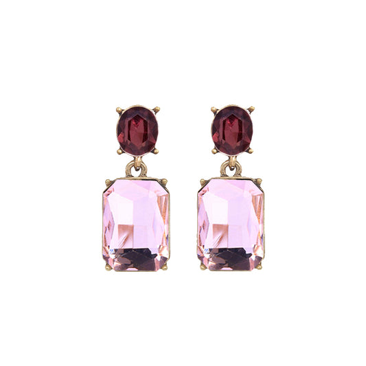LAST TRUE ANGEL Gem Drop Earrings in Wine & Pink