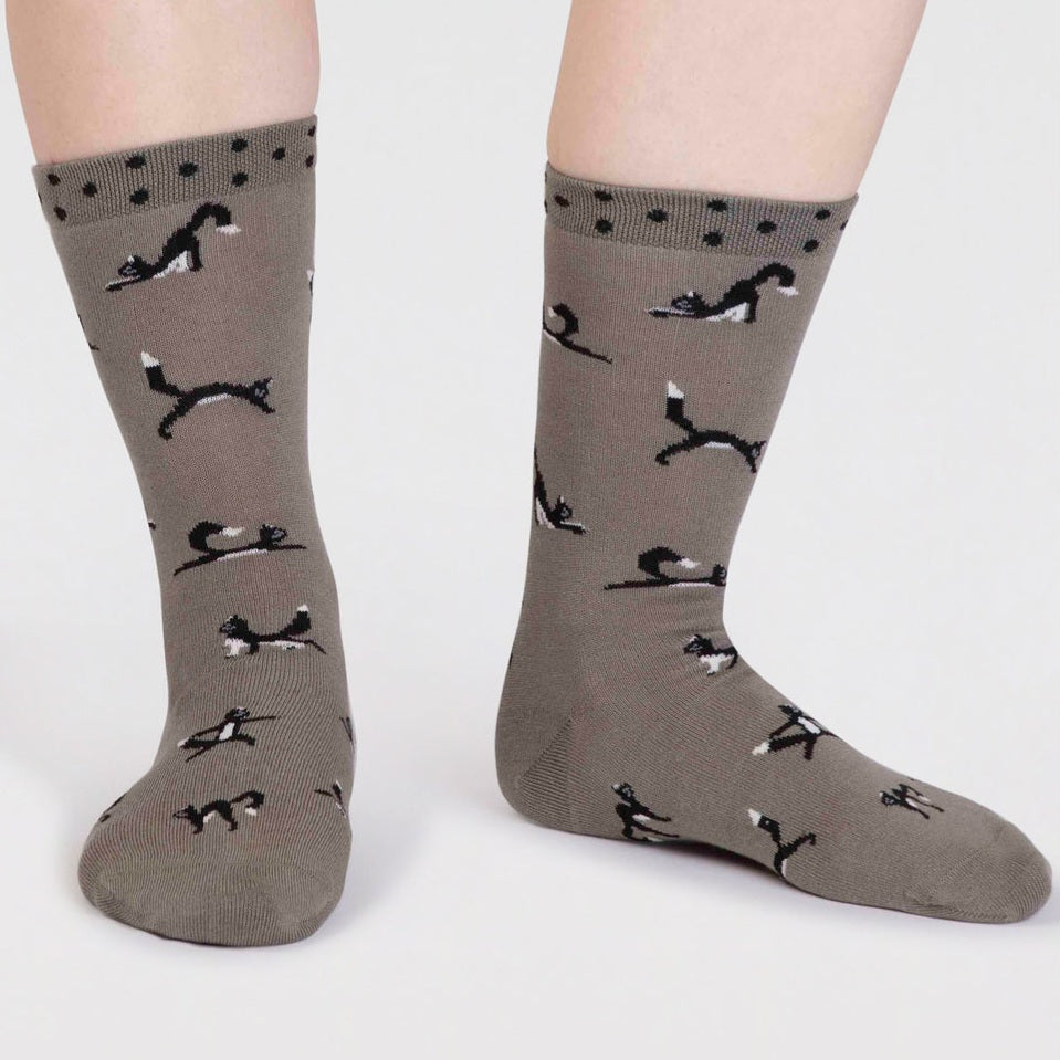 Thought Chai Yoga Cats Bamboo Socks
