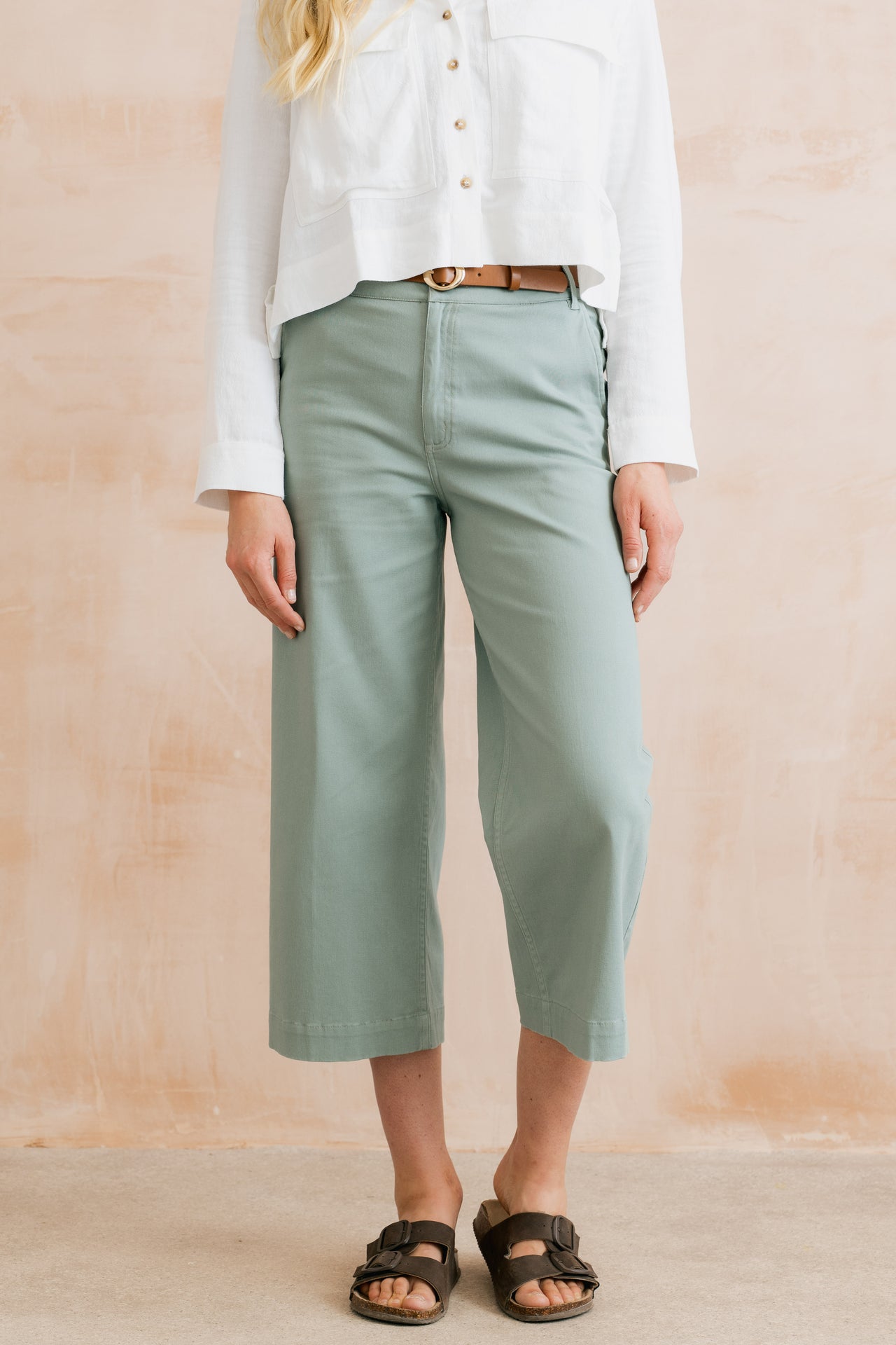 Lily & Me Isla Crop Trousers in Silver Sage