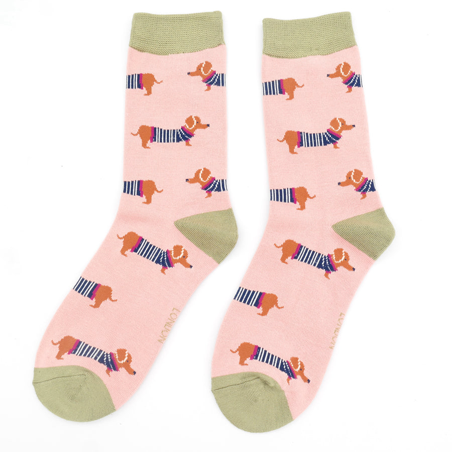 Pink Parisian Pups Bamboo Socks