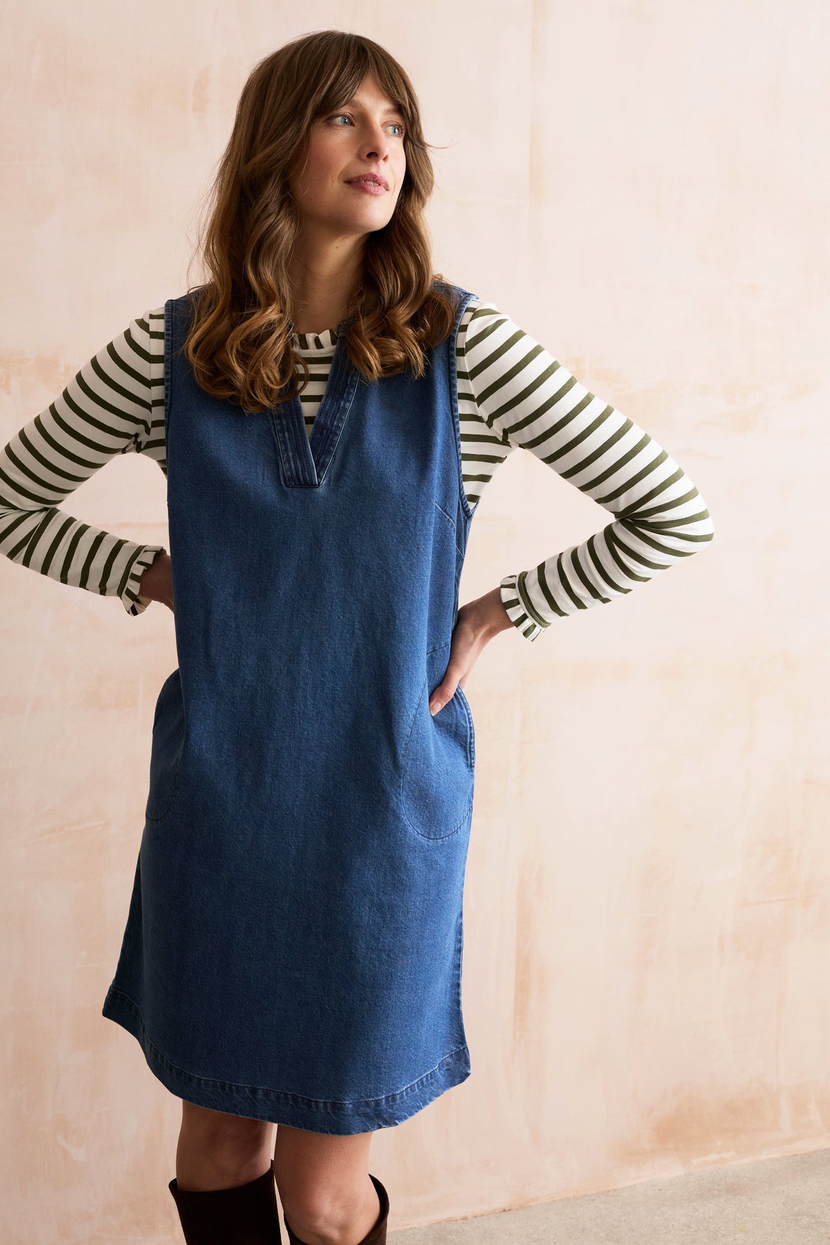 Lily & Me Belle Denim Pinafore Dress