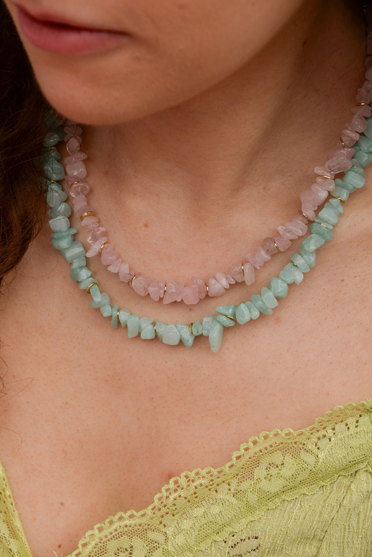 My Doris Gold Disc & Turquoise Stone Necklace