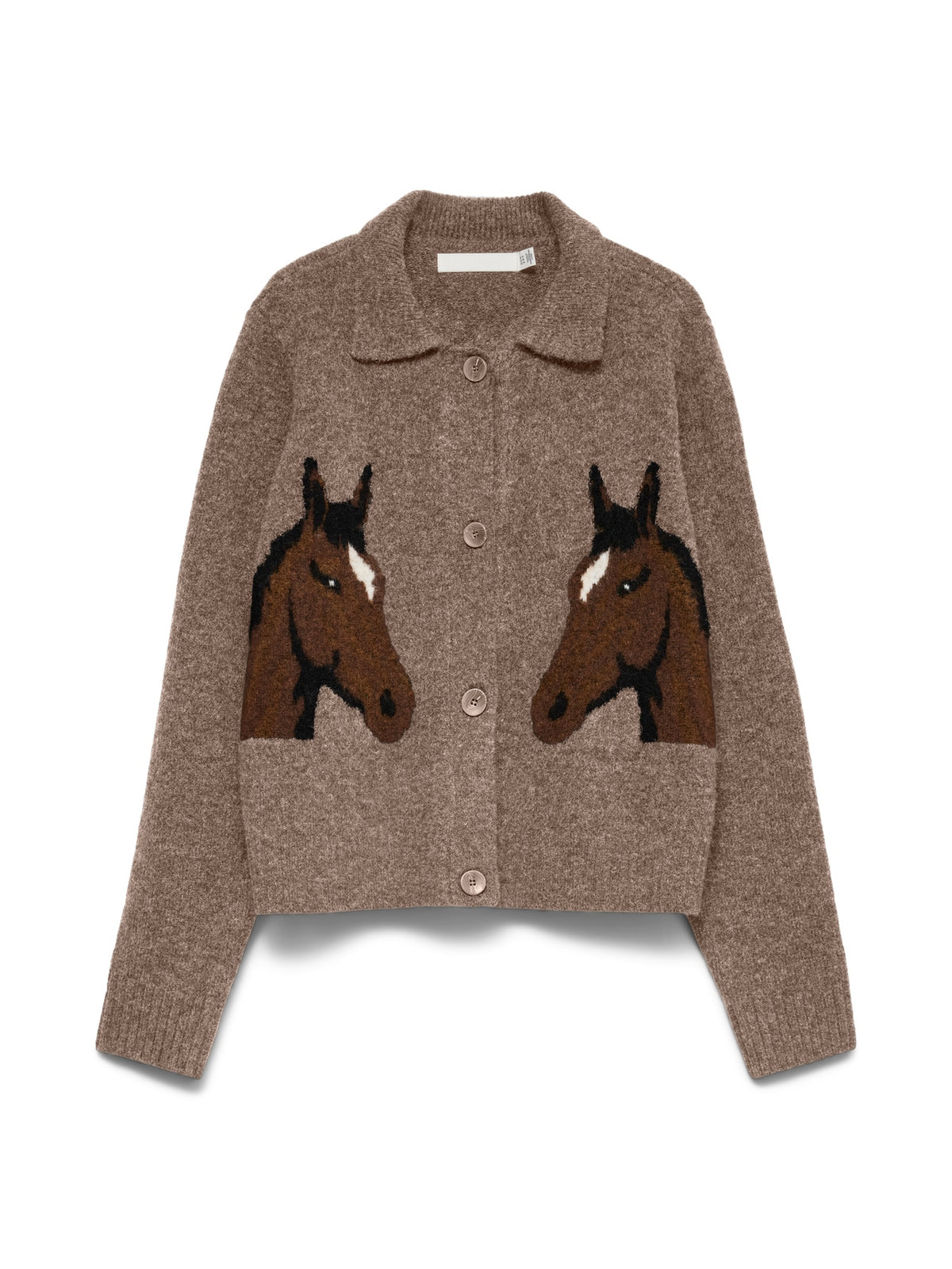 Vero Moda Cavallo Polo Horse Cardigan in Ashy Taupe