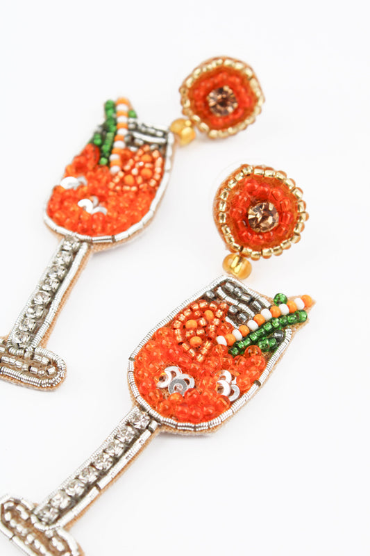 My Doris Beaded Aperol Spritz Earrings