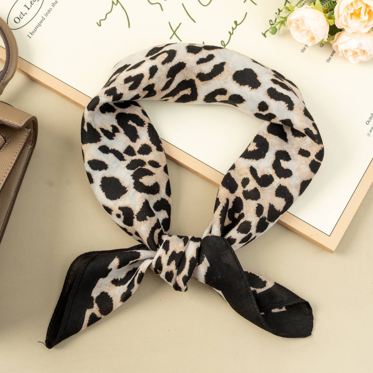 Leopard Print Silky Square Scarf