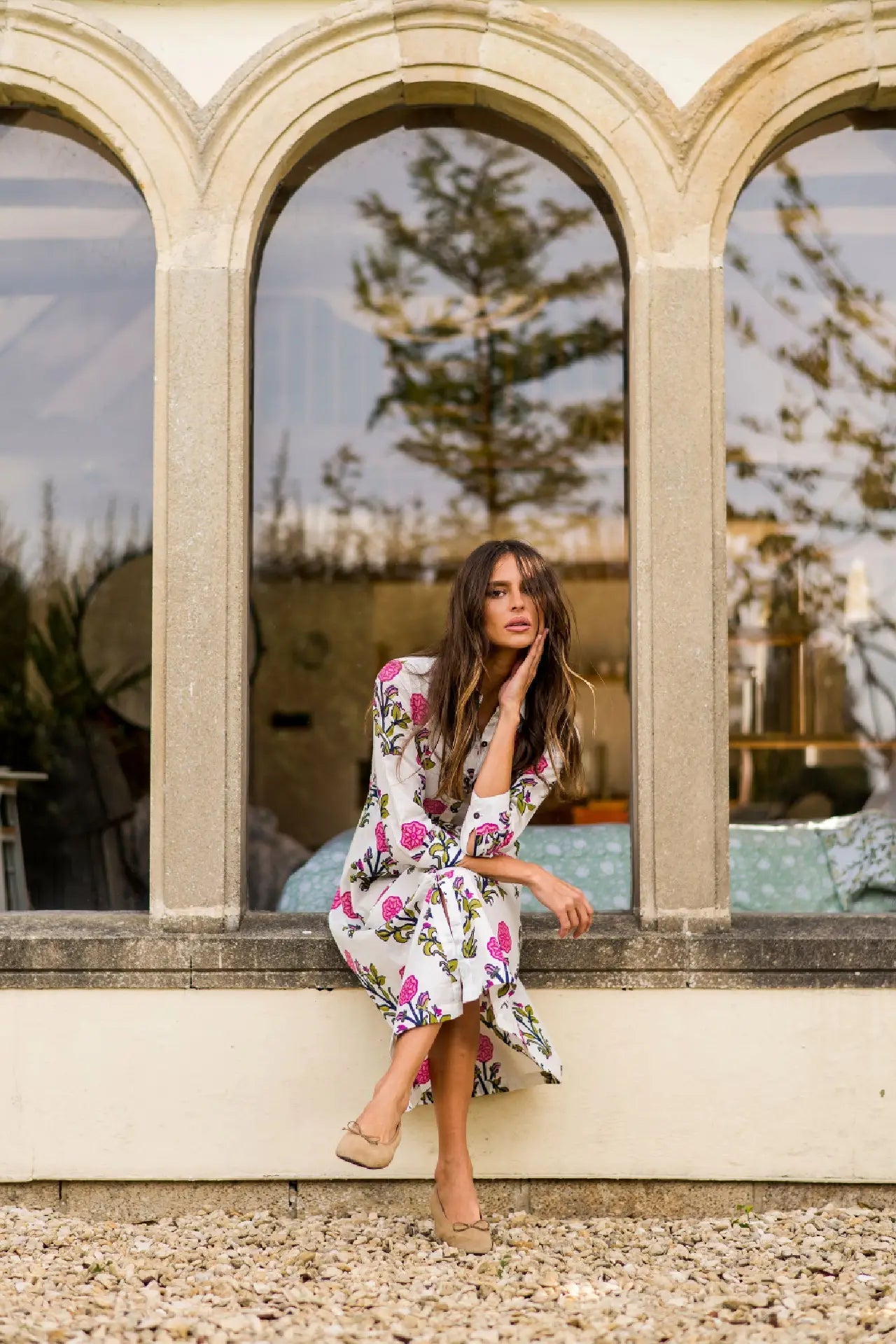 Inara Indian Cotton Rosette Dress