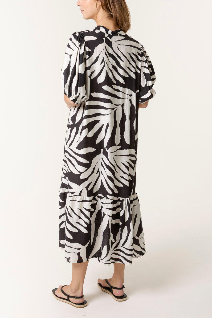 Luna Leaf Print Smock Dress