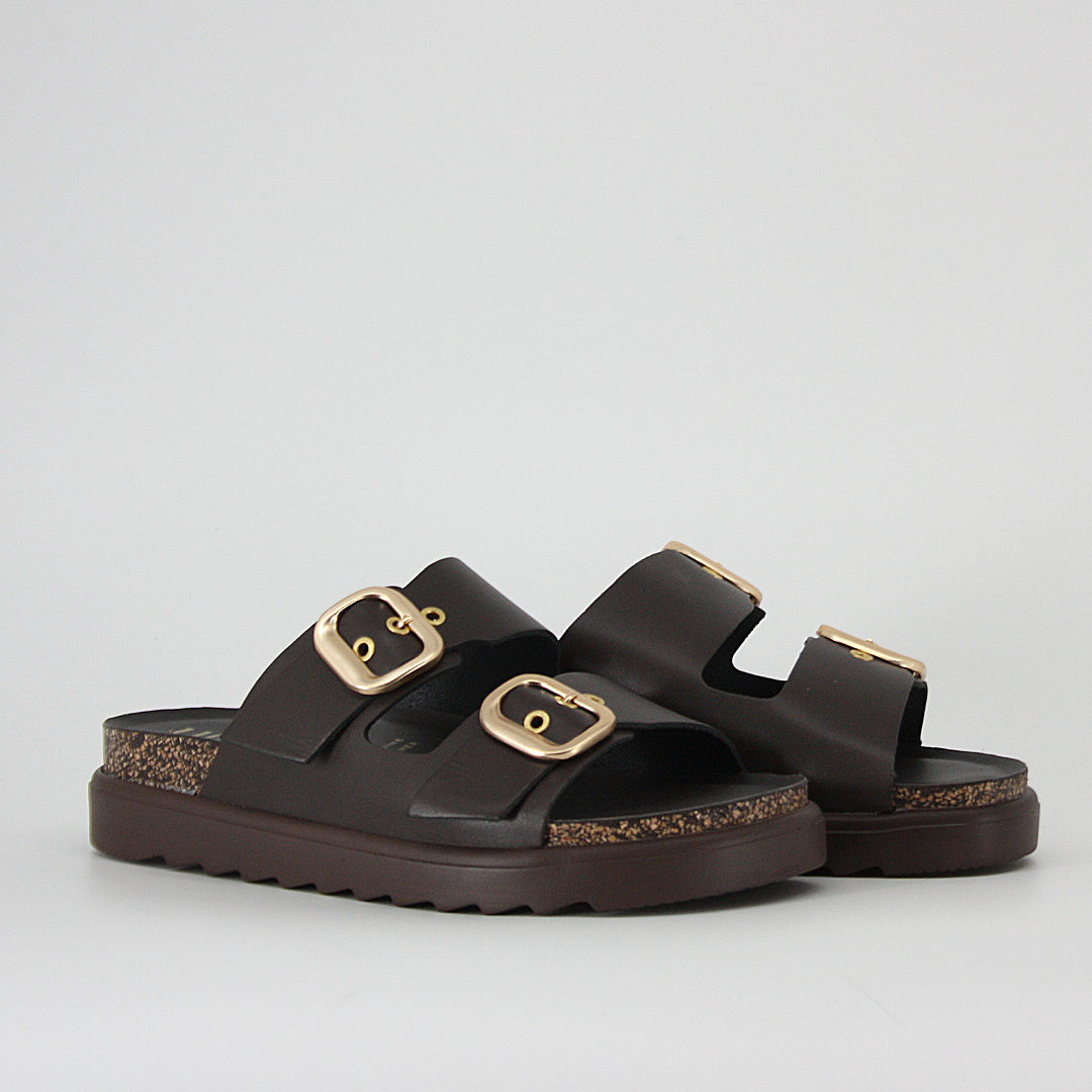 Yokono Tunez Double Strap Sandals in Brown