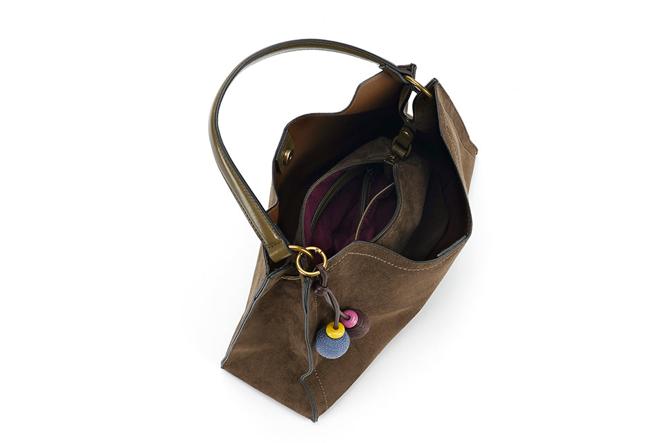 Faux Suede Rue Bag in Tan