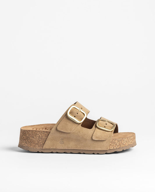 Yokono Wiwi Platform Double Strap Sandals in Mushroom