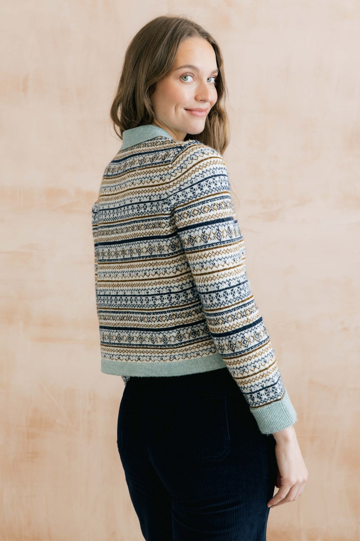Lily & Me Chestnut Fair Isle Knitted Jacket