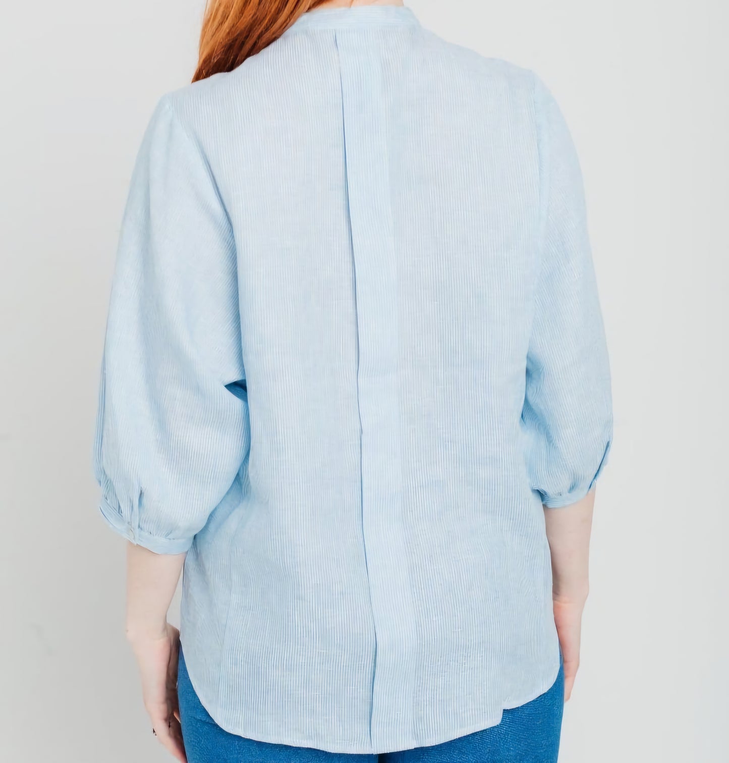Organic Linen Stripe Balloon Sleeve Shirt