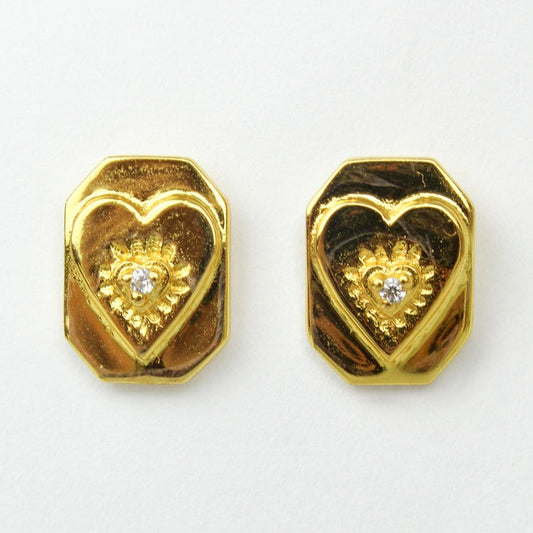 My Doris Gold Crystal Heart Stud Earrings