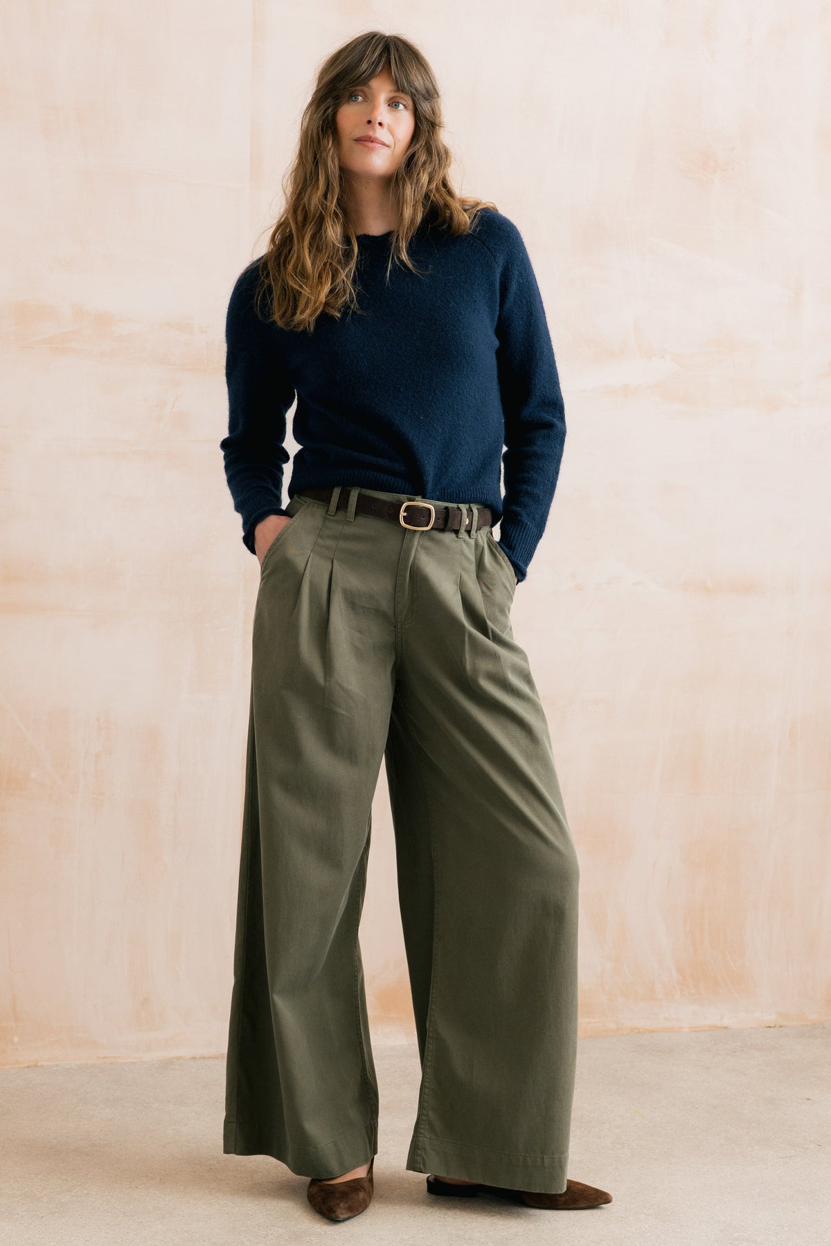 Lily & Me Sophie Olive Wide Leg Trousers