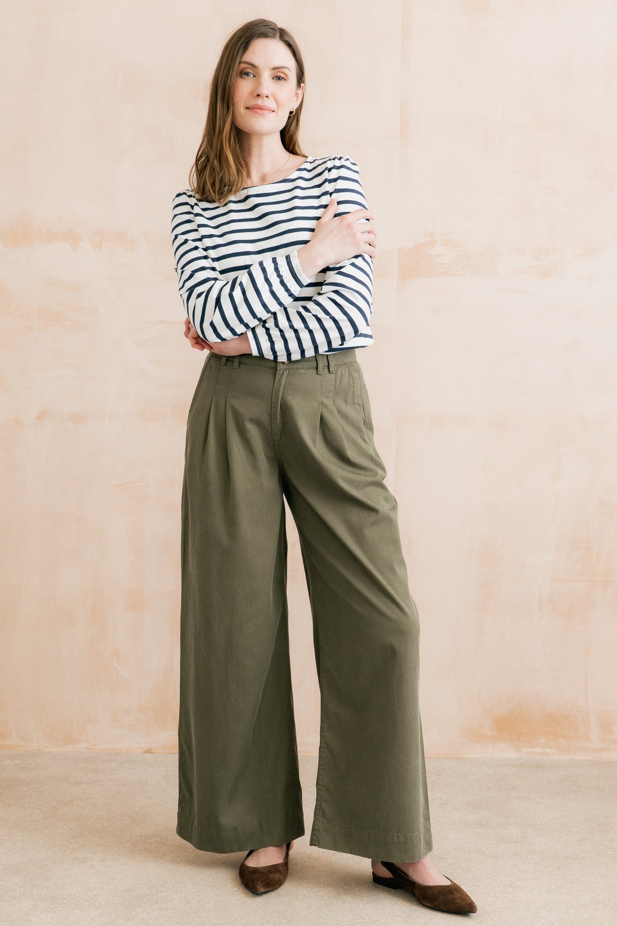 Lily & Me Sophie Olive Wide Leg Trousers