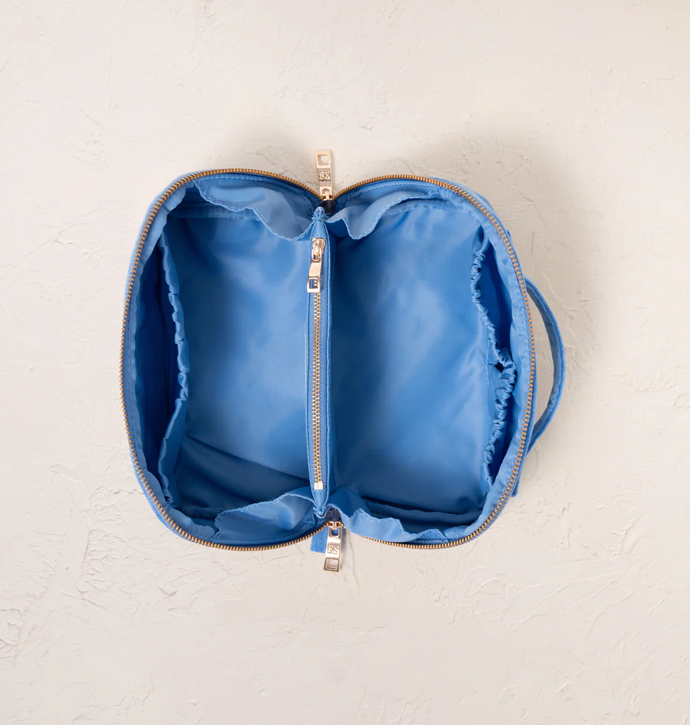 Turtle Conservation Open Flat Makeup Bag in Caribbean Blue