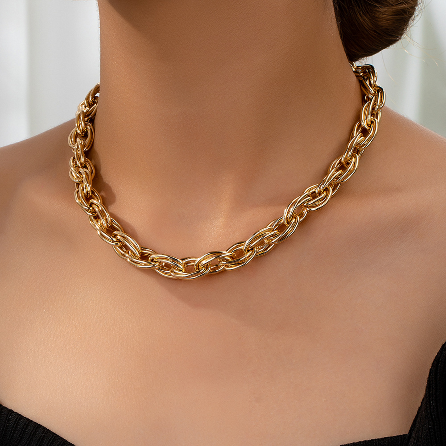 WHITE LEAF 18kt Plated Gold Triple Chain Necklace