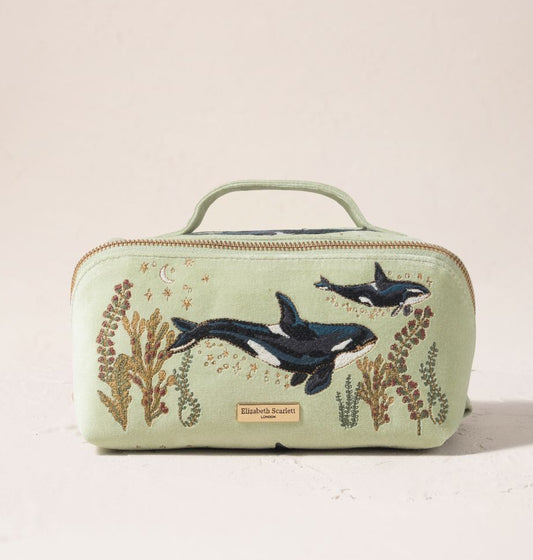 Wild Orcas Open Flat Makeup Bag