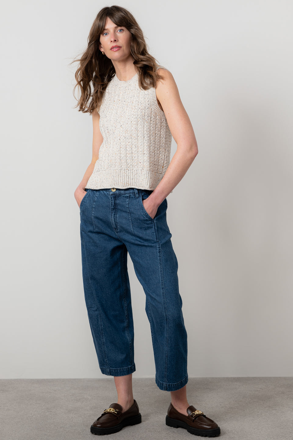 Lily & Me Eva Fleck Knit Tank in Ecru