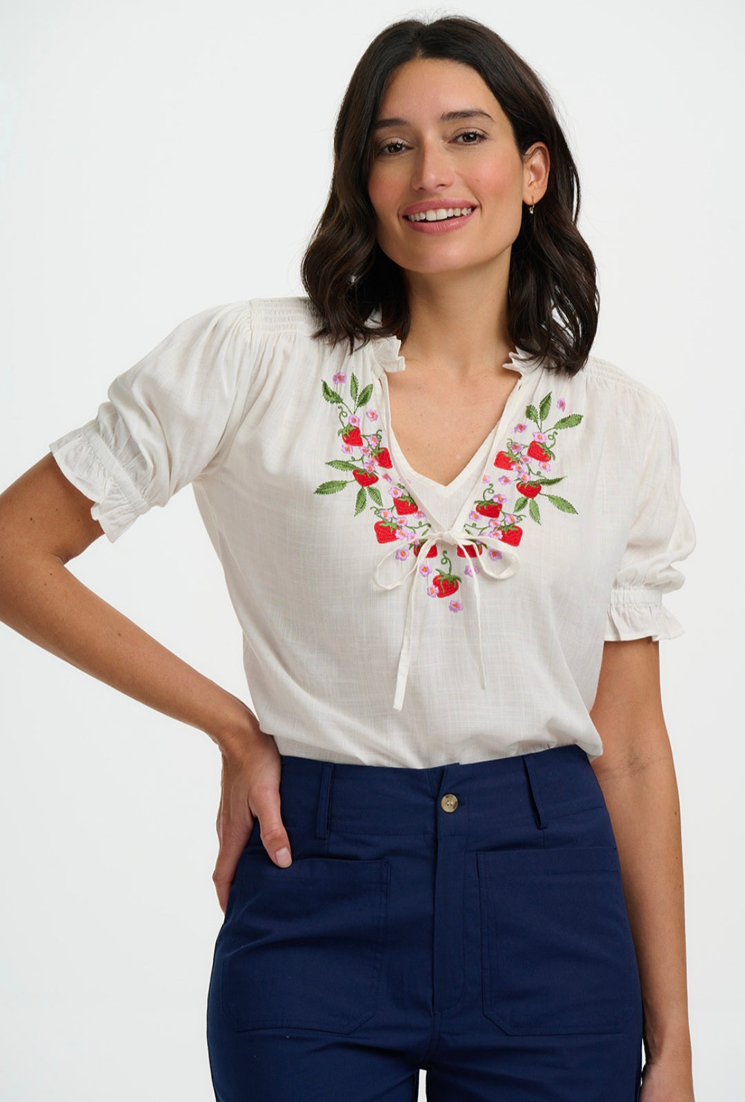 Sugarhill Brighton Angelique Strawberry Shirred Top