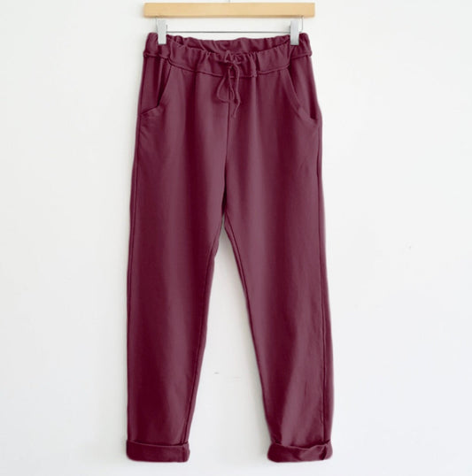 Cotton Lounge Pants in Mulberry