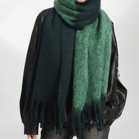 Ria Colour Block Chunky Scarf in Green