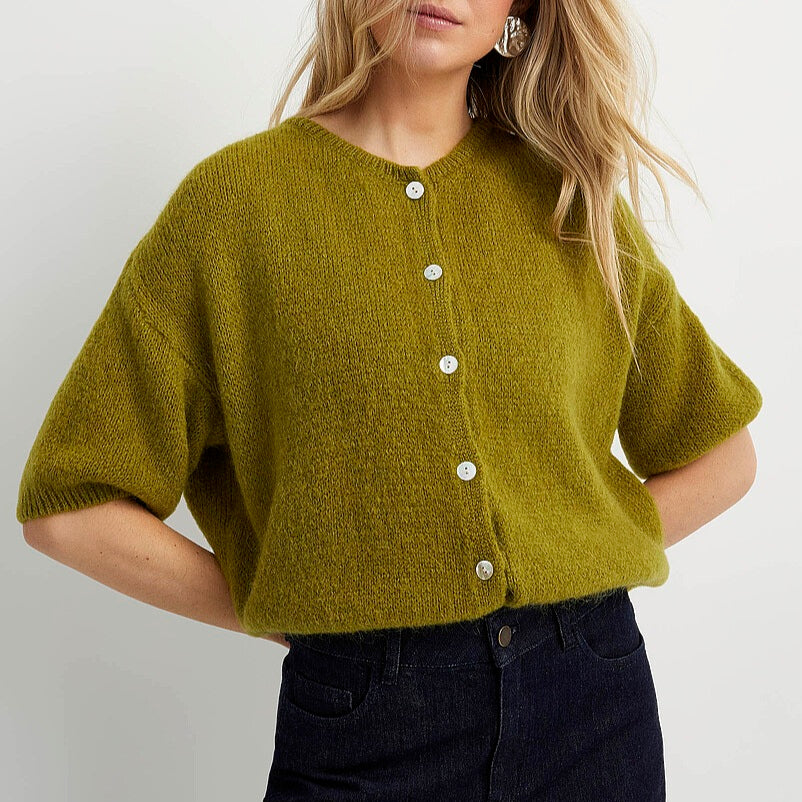 Mohair Cropped Cardi in Moss