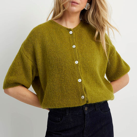 Mohair Cropped Cardi in Moss