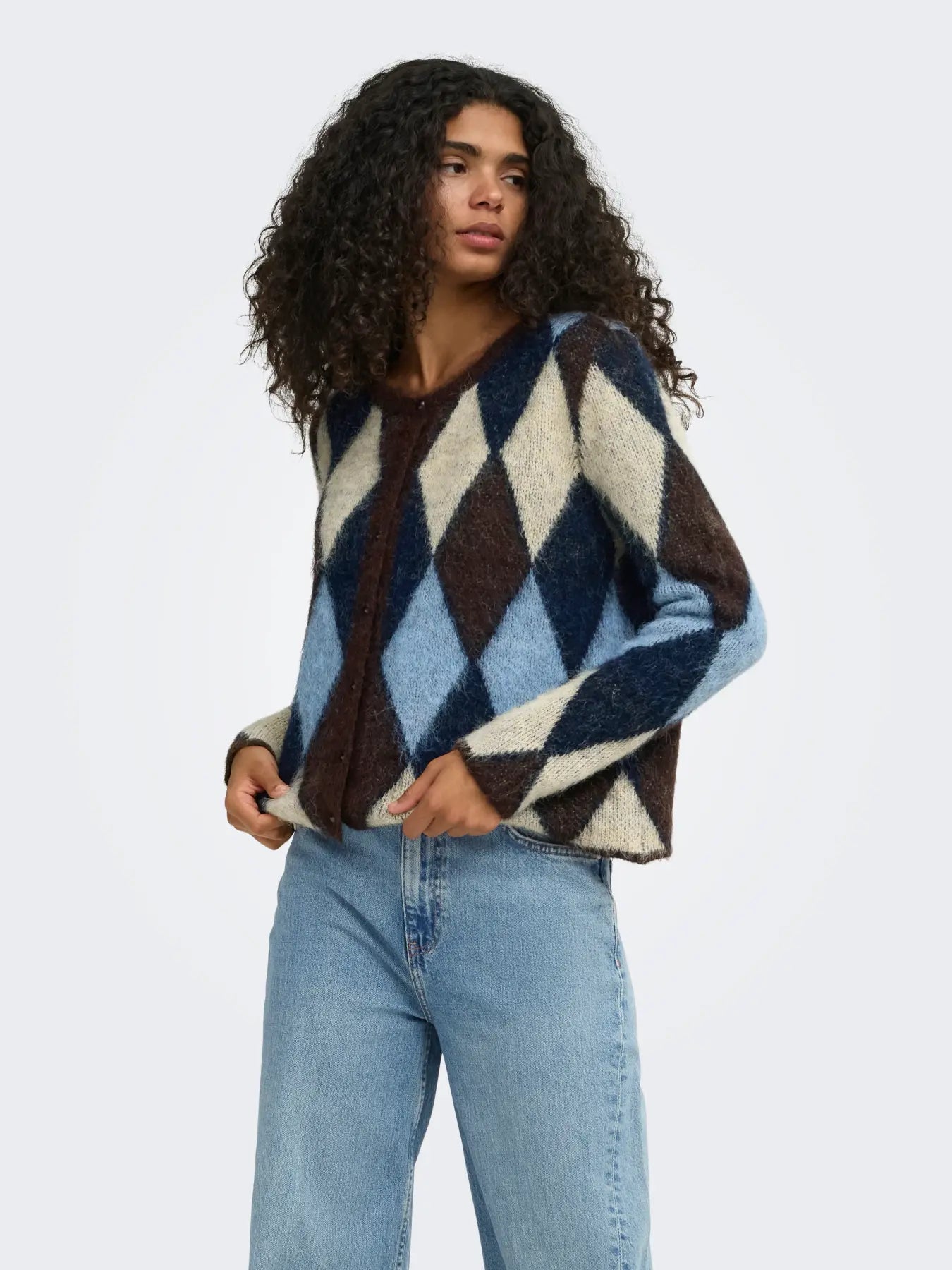 ONLY Harlequin Cardigan in Coffee