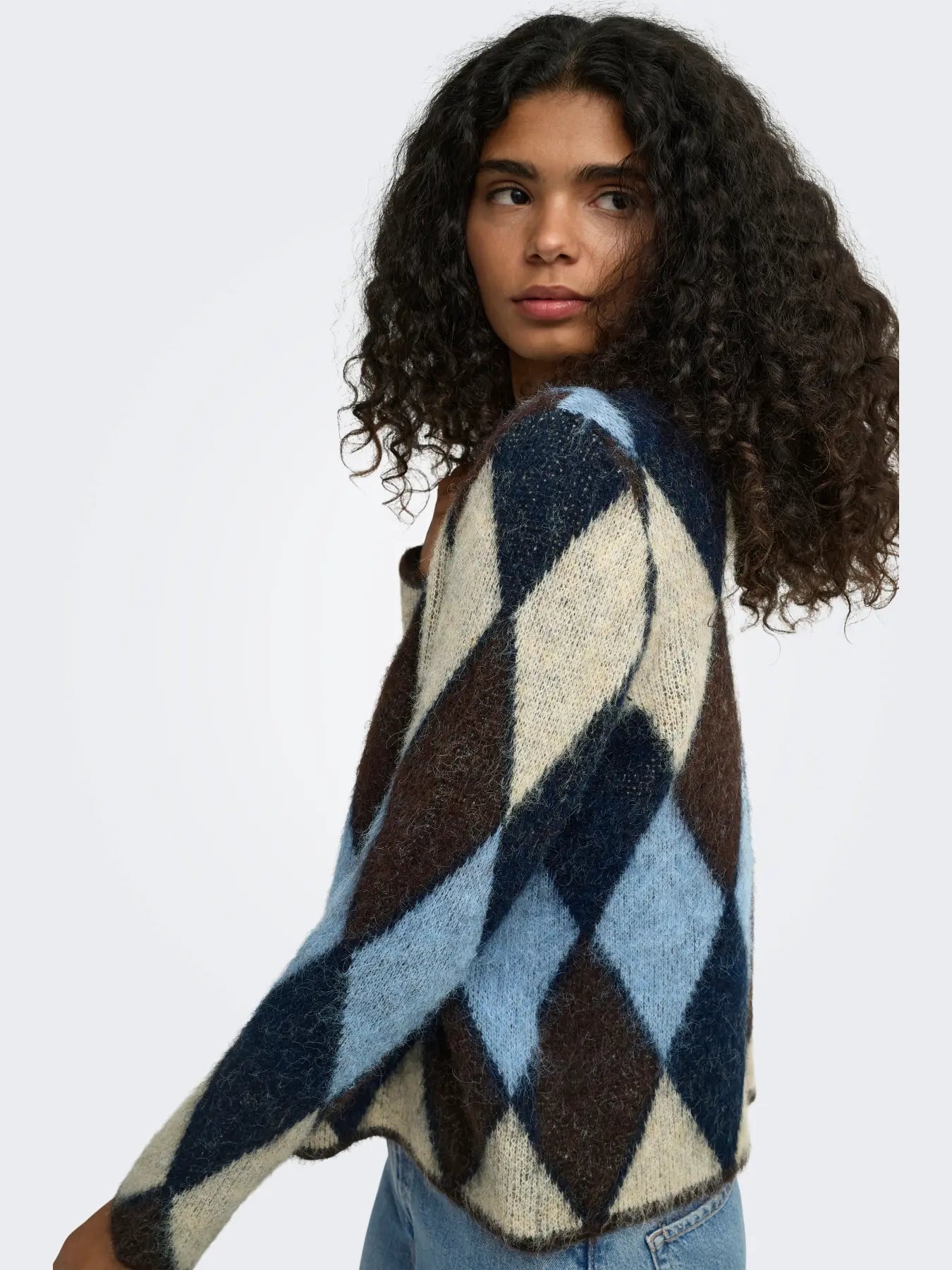 ONLY Harlequin Cardigan in Coffee