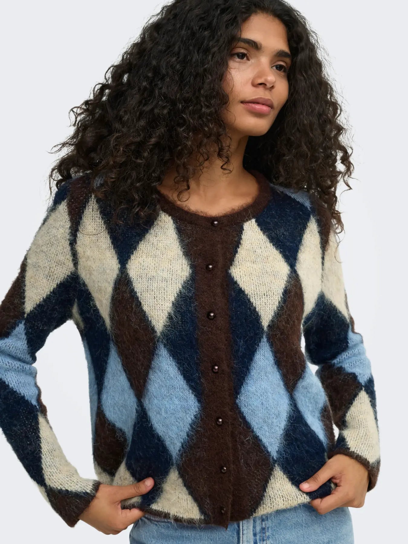ONLY Harlequin Cardigan in Coffee