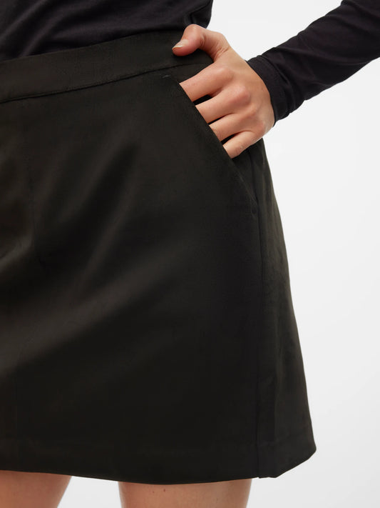 Vero Moda Black Suede Style Mini Skirt