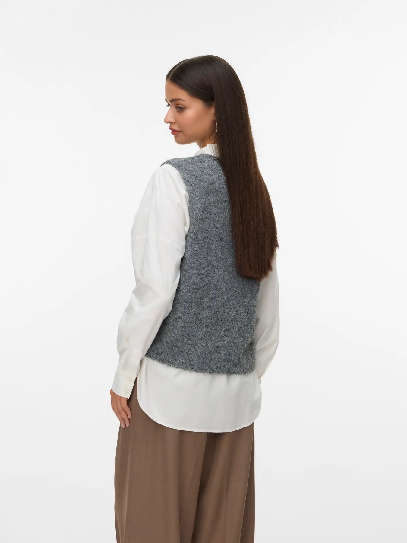 Vero Moda Novah Button Down Vest Grey