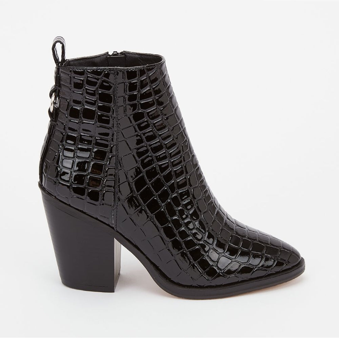Croc Ring Western Detail Boot Black