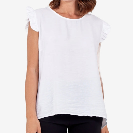 Beau Button Back Top White