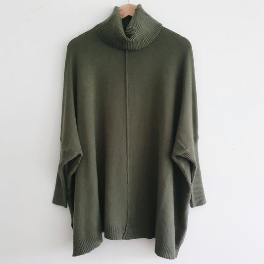 Rylie Roll Neck Jumper in Khaki