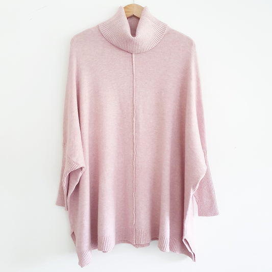 Rylie Roll Neck Jumper in Pink