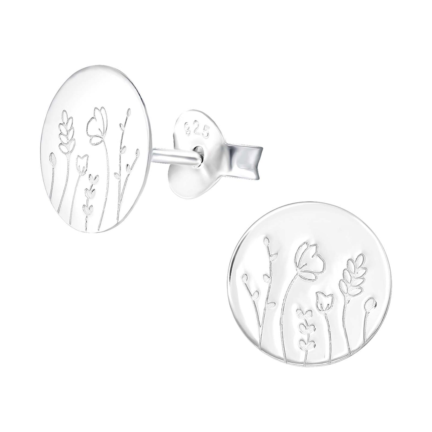 Ophelia Silver Wild Flower Disc Studs
