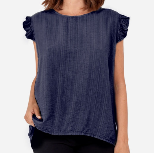 Beau Button Back Top Navy